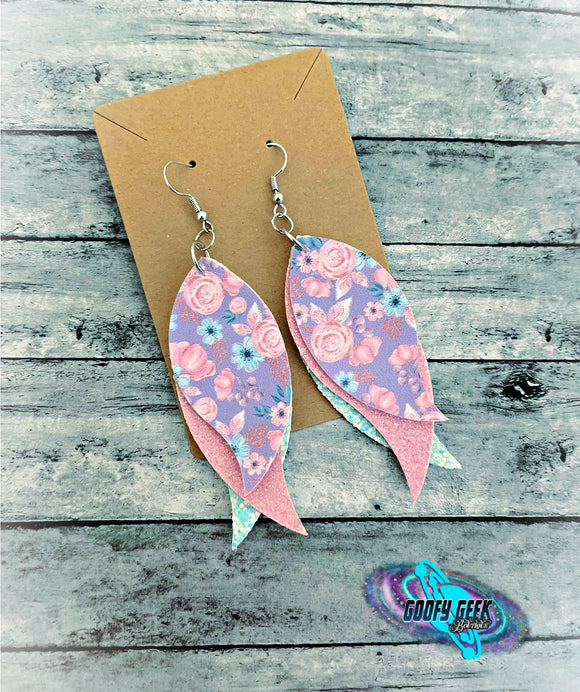 Pink & Purple Floral Dangle Earrings