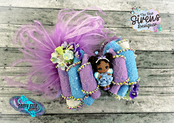 Blue Butterfly Girl Bow
